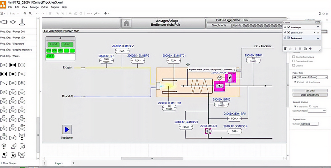 Graphic editor in the HMI system based on diagrams.net